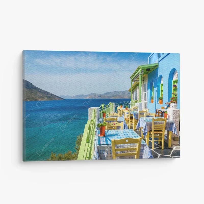 Canvas print sunny Mediterranean seaside terrace