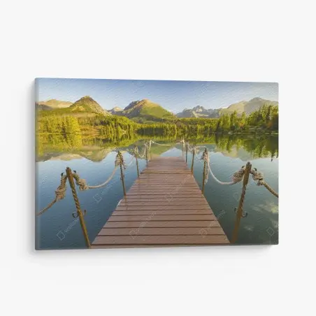 Canvas print mountain lake dock at Strbske Pleso • Wallissimo®