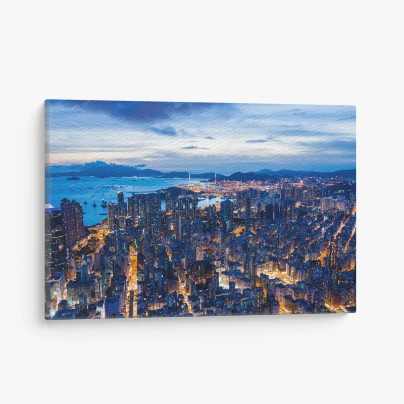 Canvas print Hong Kong skyline over Mong Kok at dusk