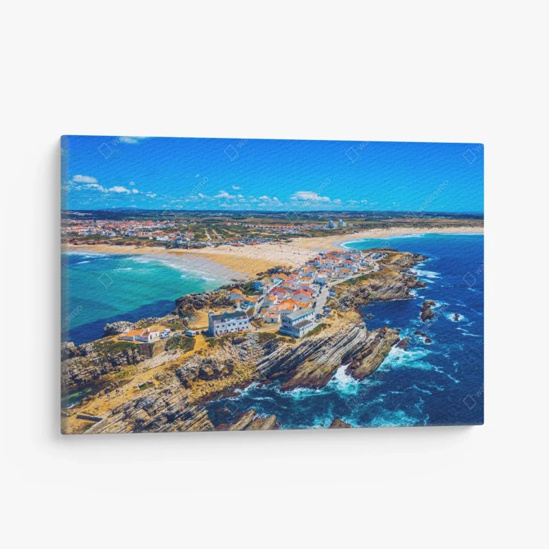 Canvas print Baleal island coastline, Portugal aerial panorama