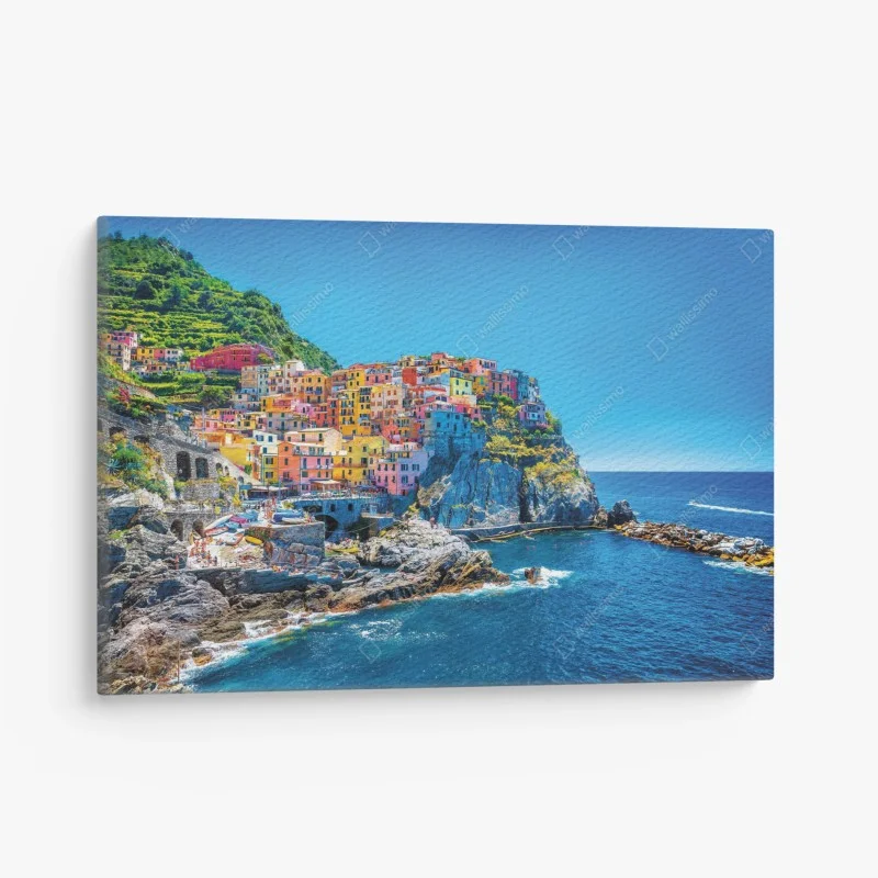 Canvas print colorful Mediterranean cliffside village