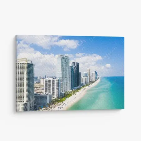 Canvas print turquoise beachfront skyline • Wallissimo®