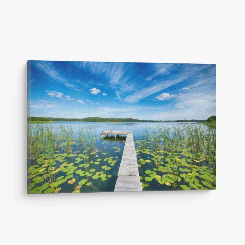 Canvas print Masuria lakeside pier in summer