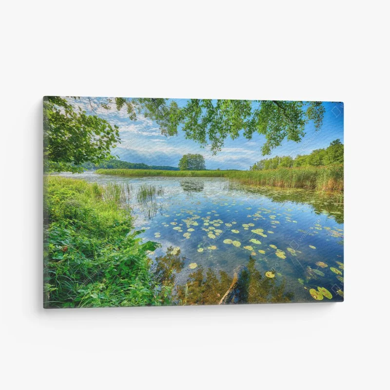 Canvas print summer reflections at Masuria lake