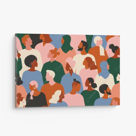 Canvas print diverse community portrait pattern • Wallissimo®