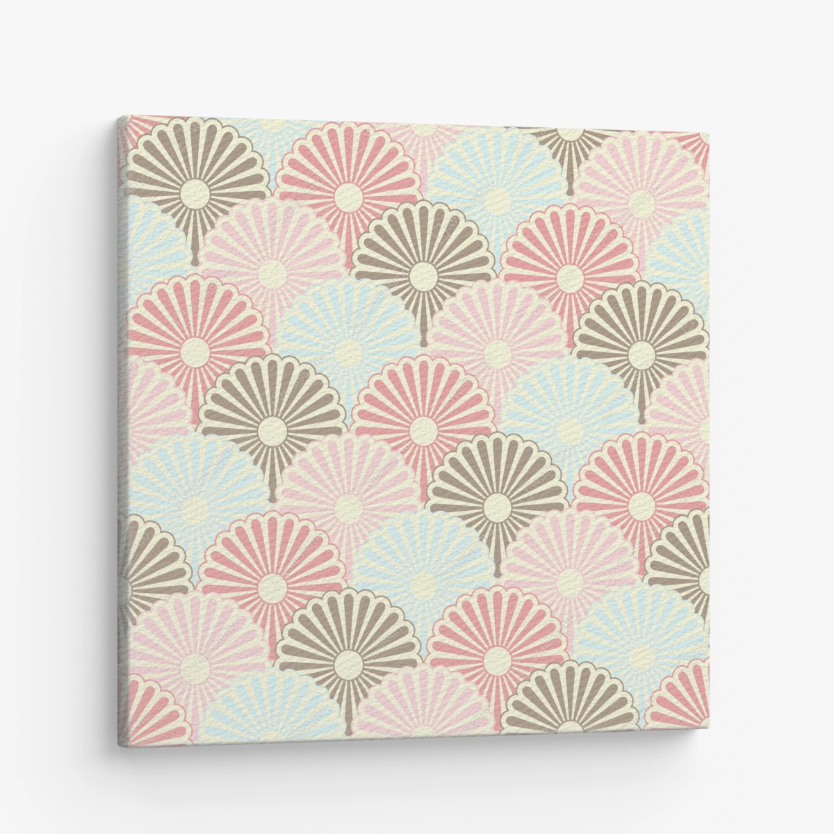 Canvas print pastel scallop fan pattern • Wallissimo®