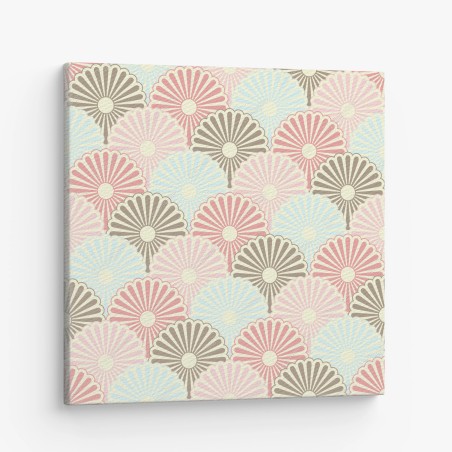 Canvas print pastel scallop fan pattern • Wallissimo®