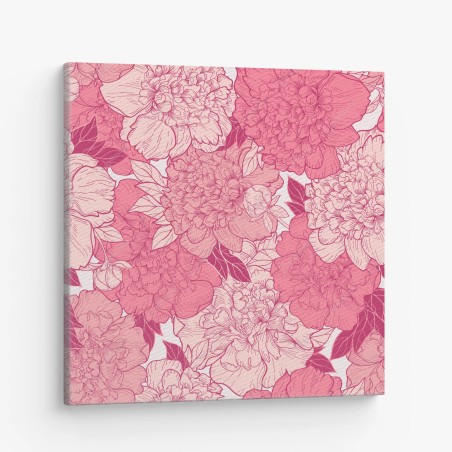 Canvas print pink peony floral pattern • Wallissimo®