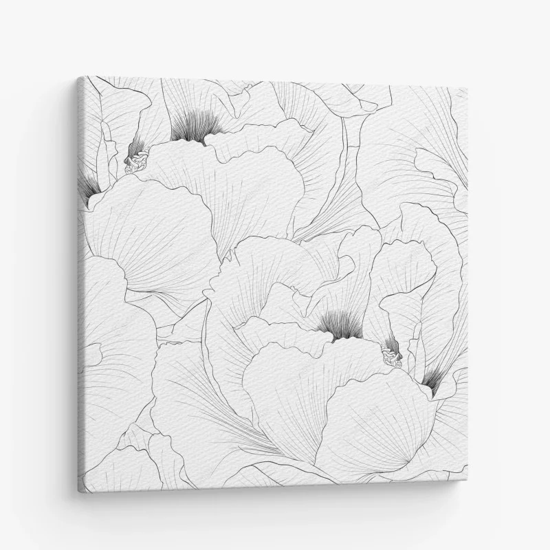 Canvas print delicate botanical line art floral pattern