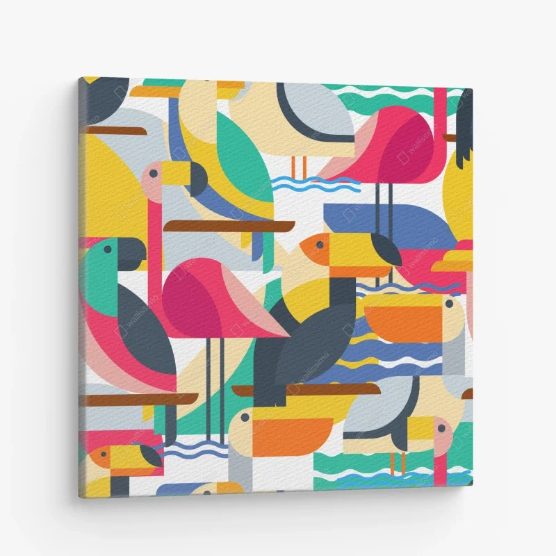Canvas print tropical geometric birds pattern