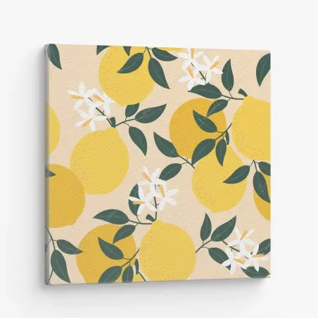Canvas print bright lemon botanical pattern • Wallissimo®