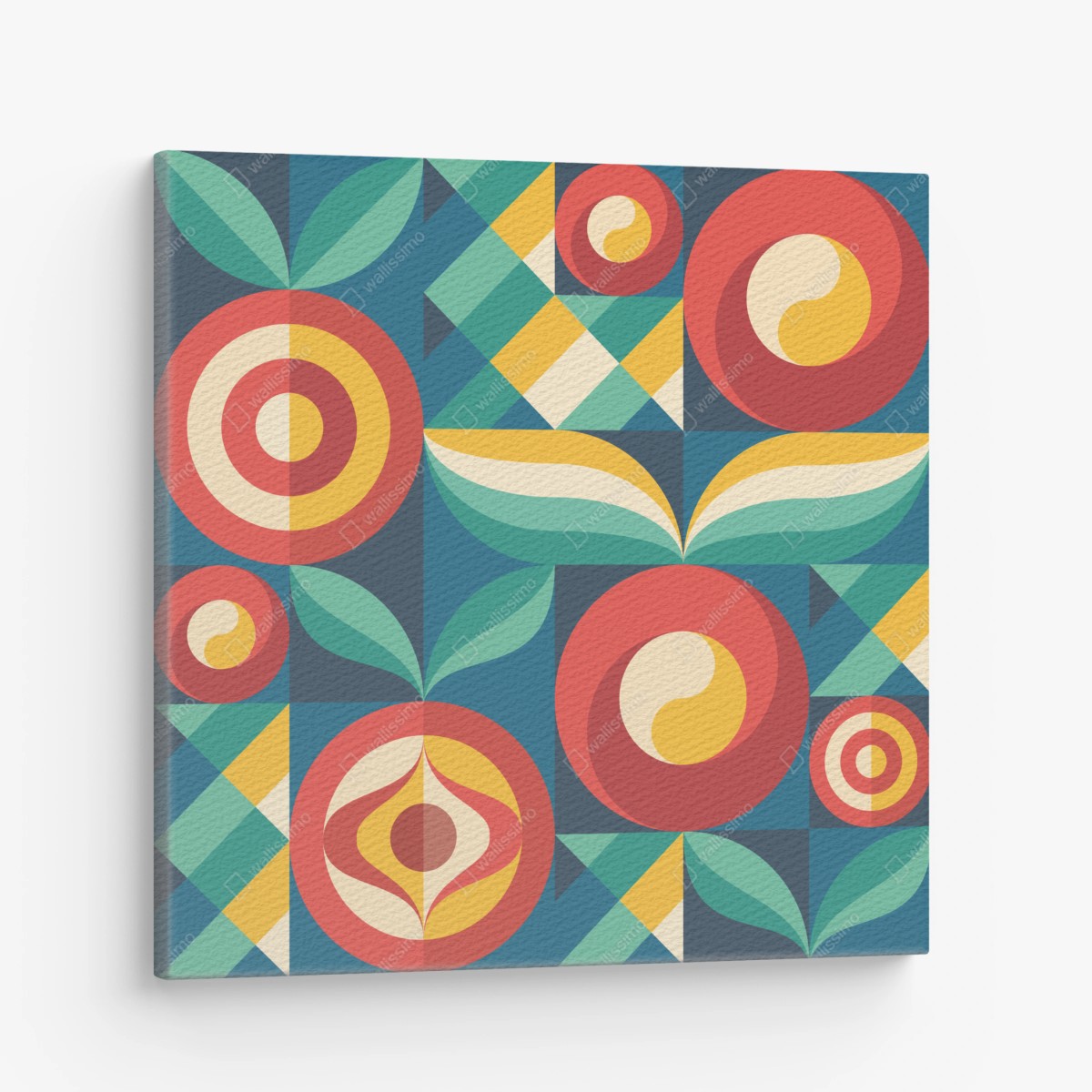 Canvas print vibrant geometric floral pattern • Wallissimo®
