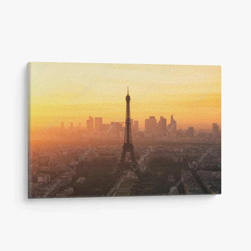 Canvas print Paris sunset skyline with Eiffel Tower