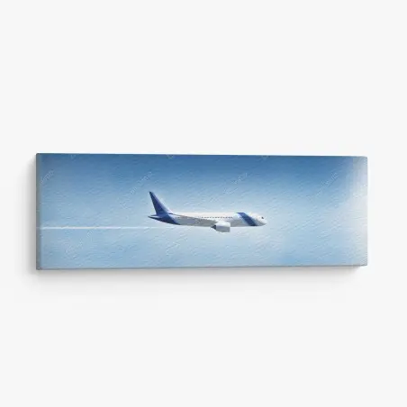 Canvas print jetliner in clear blue sky • Wallissimo®