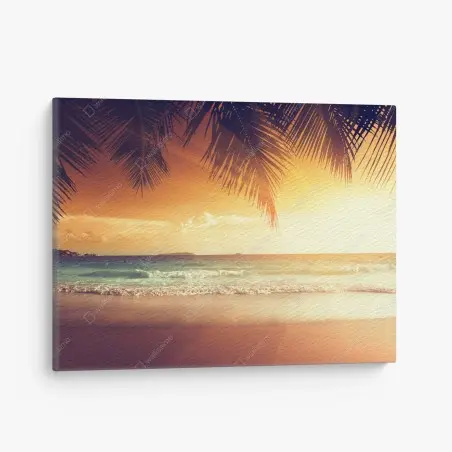 Canvas print Caribbean sunset beach at dusk • Wallissimo®