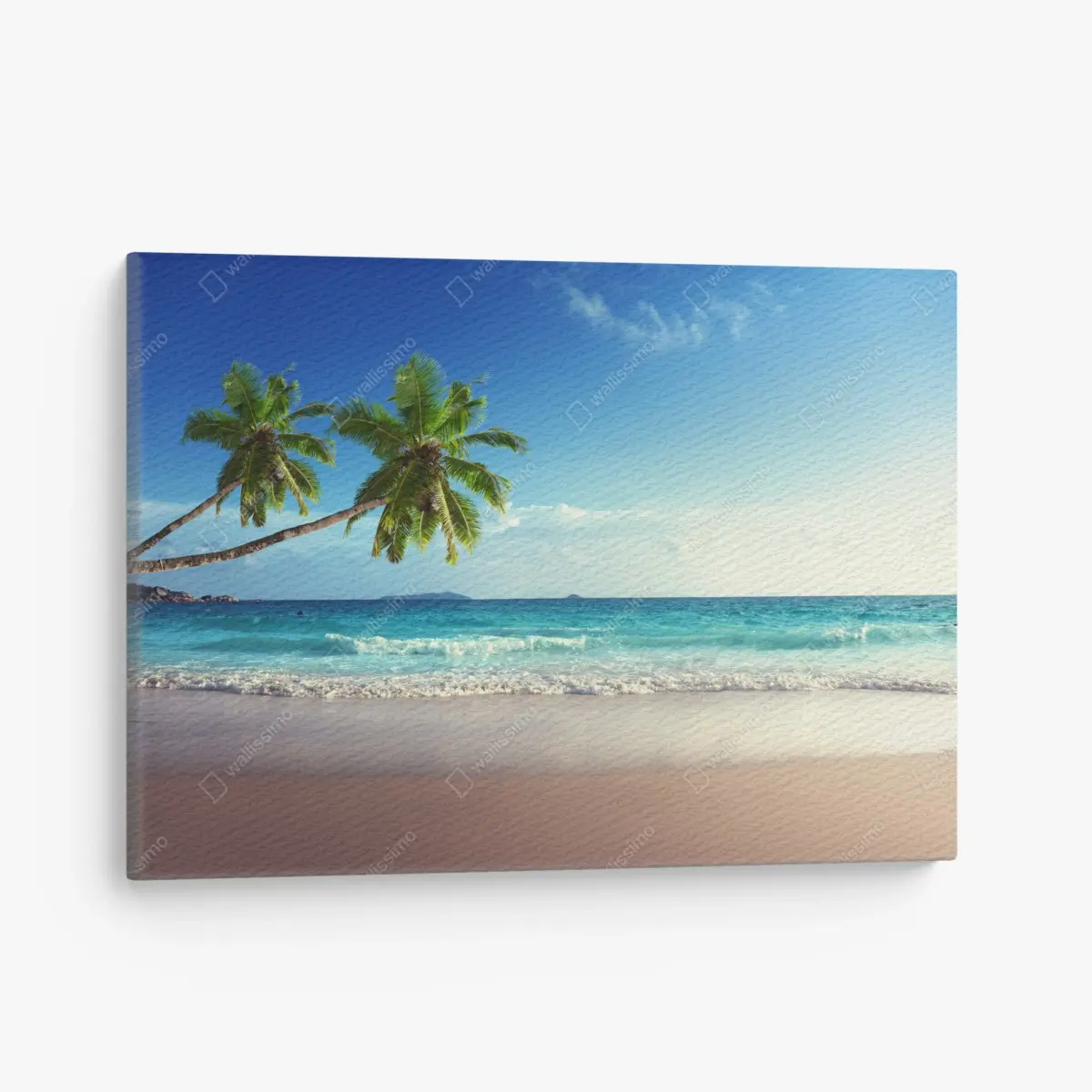 Canvas print tropical Caribbean beach at sunset • Wallissimo®