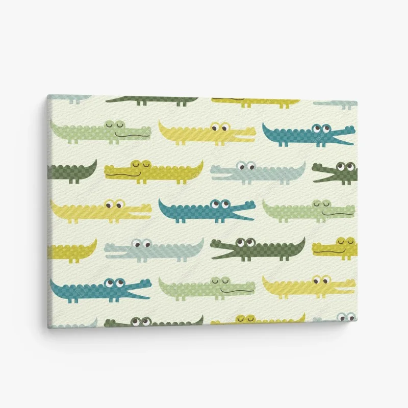 Canvas print playful crocodile pattern for kids room