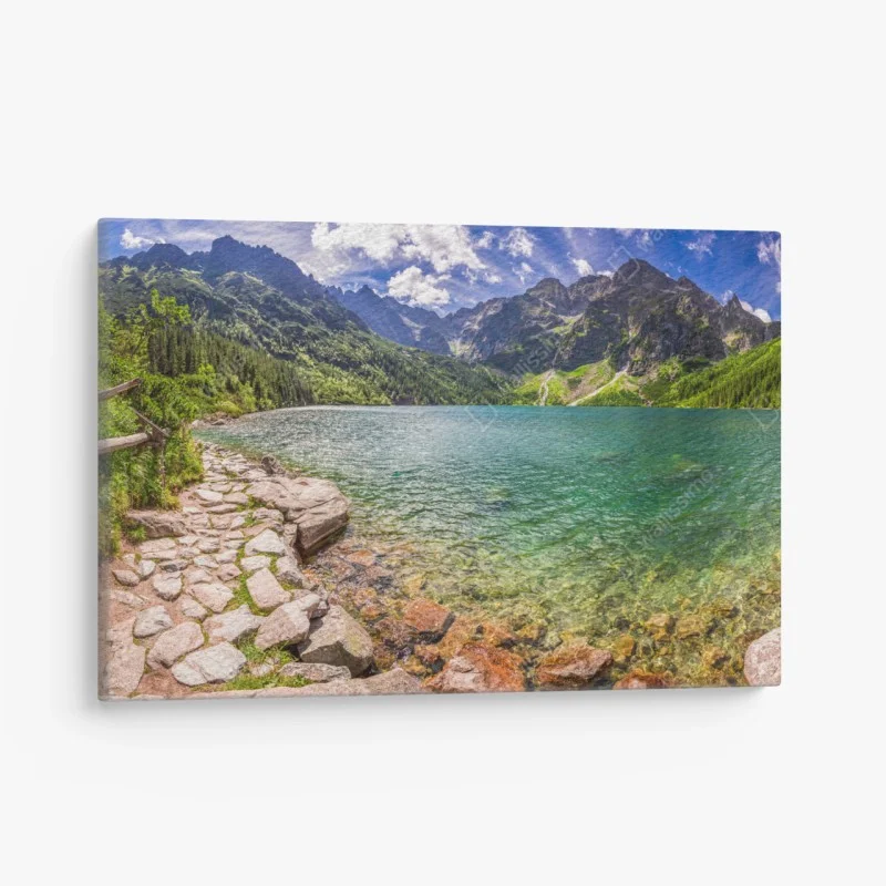 Canvas print panoramic view of Morskie Oko, Tatra Mountains