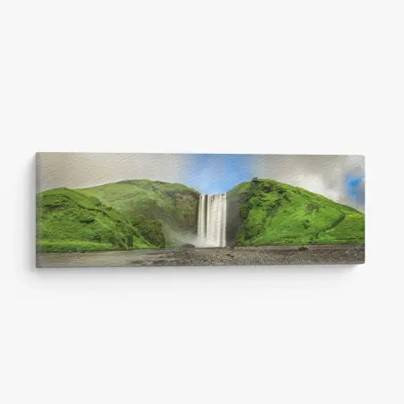 Canvas print Skogafoss waterfall panorama • Wallissimo®