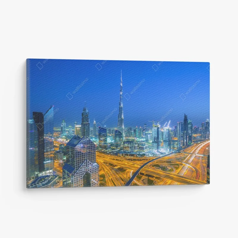 Canvas print Dubai skyline at dusk