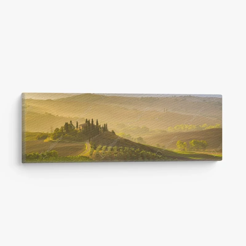 Canvas print misty morning over Val d'Orcia