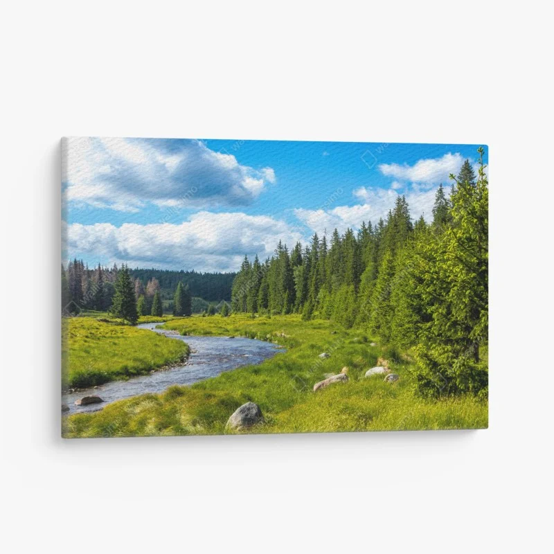 Canvas print serene riverside meadow