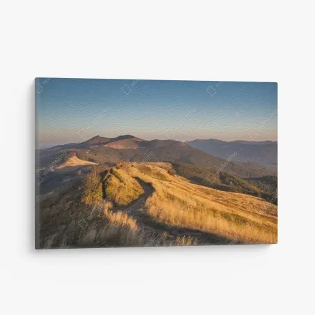 Canvas print golden mountain ridge at sunset • Wallissimo®