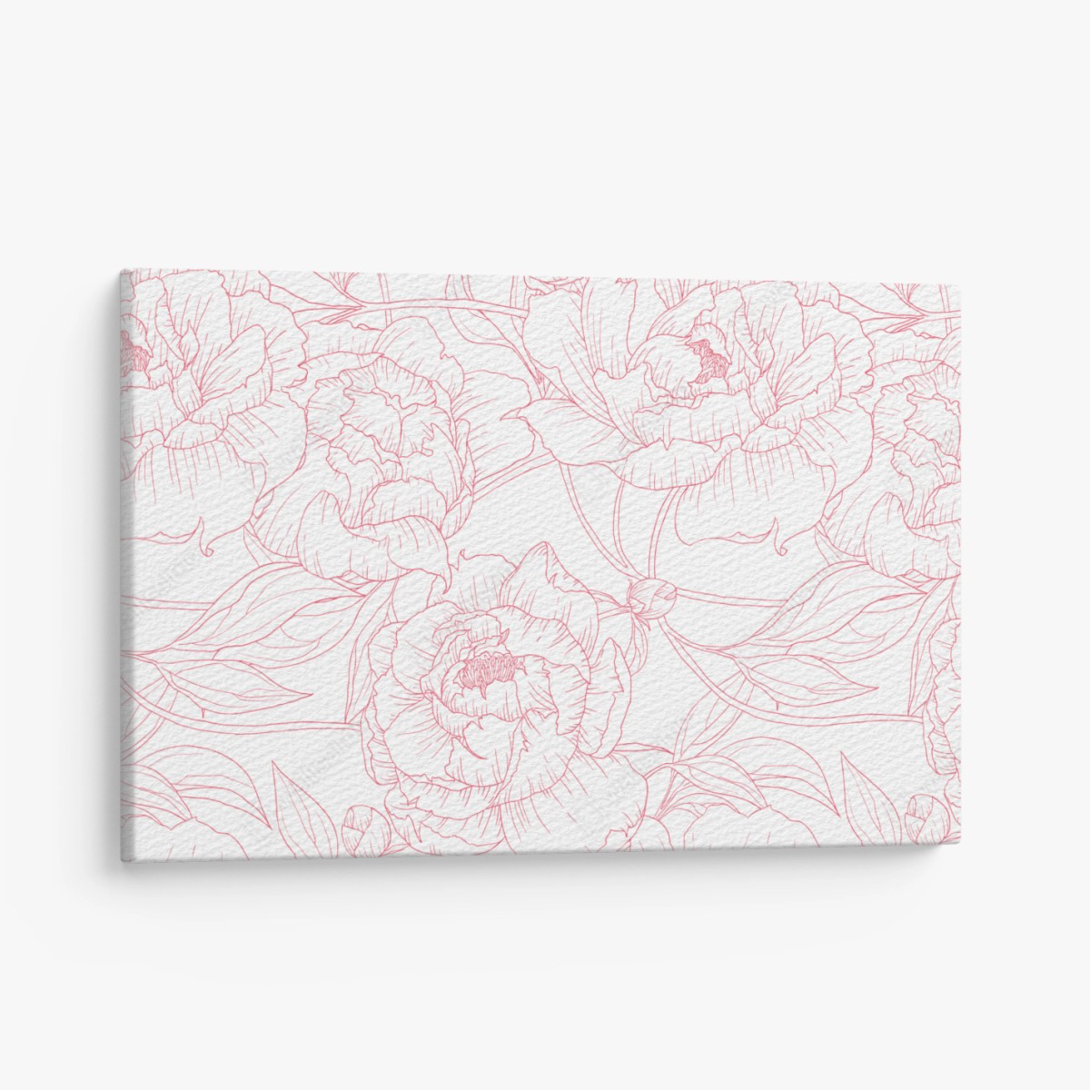 Canvas print delicate pink peony line art pattern • Wallissimo®