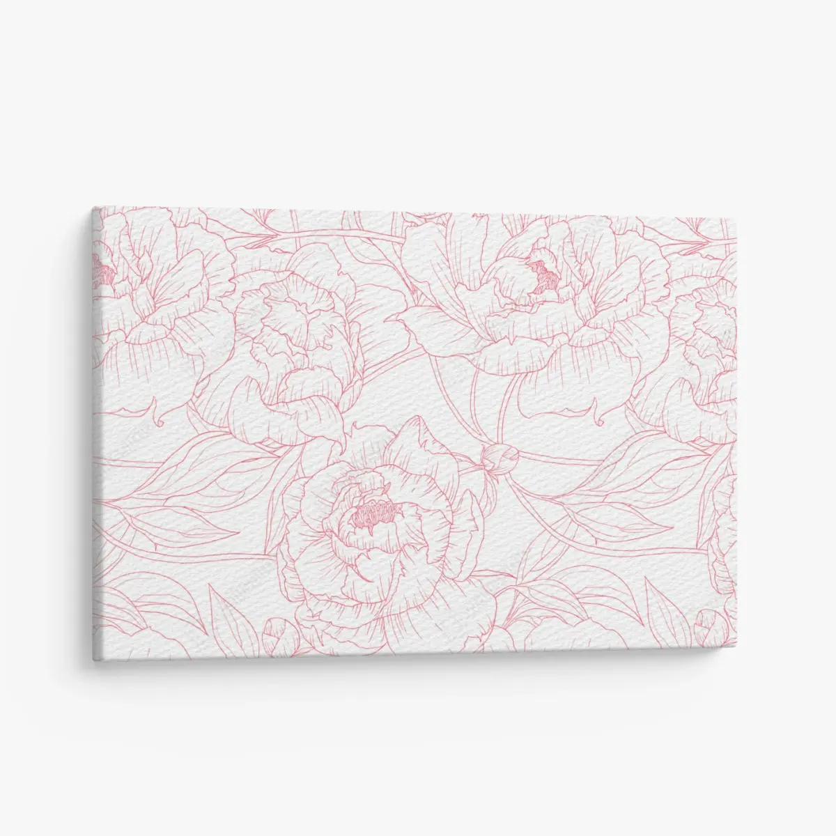 Canvas print delicate pink peony line art pattern • Wallissimo®