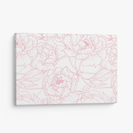 Canvas print delicate pink peony line art pattern • Wallissimo®