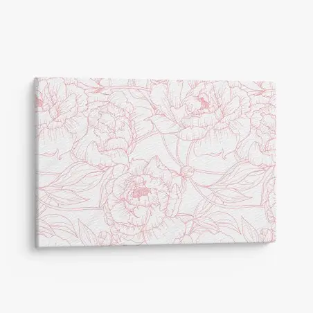 Canvas print delicate pink peony line art pattern • Wallissimo®
