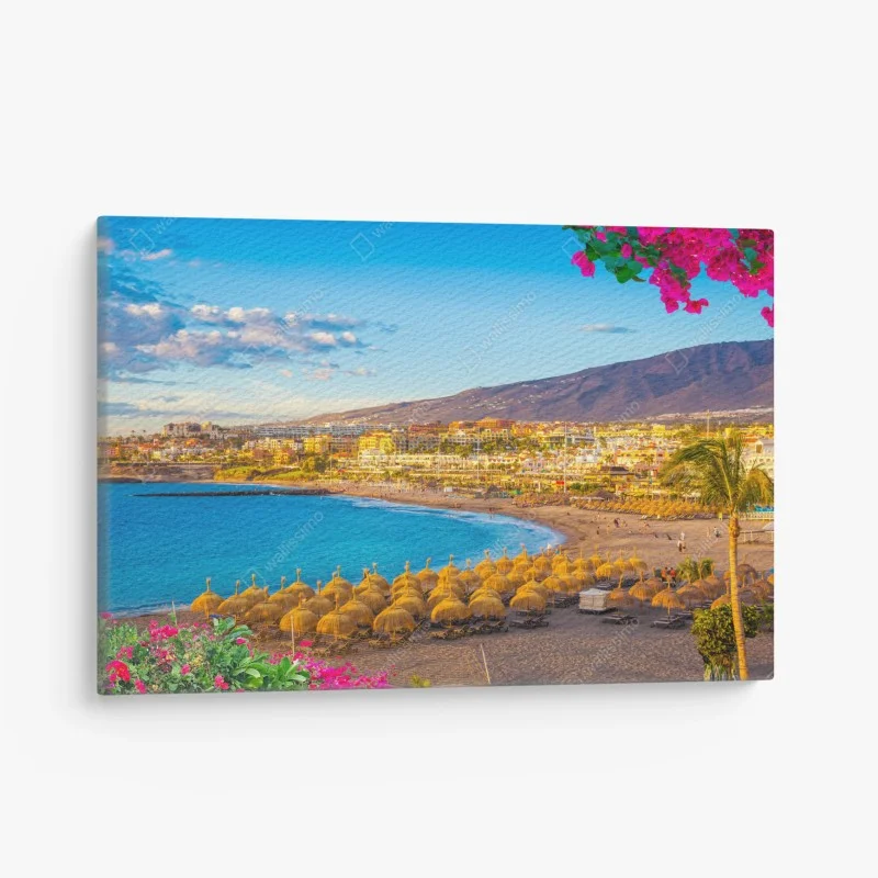 Canvas print sunlit Torviscas beach panorama, Tenerife