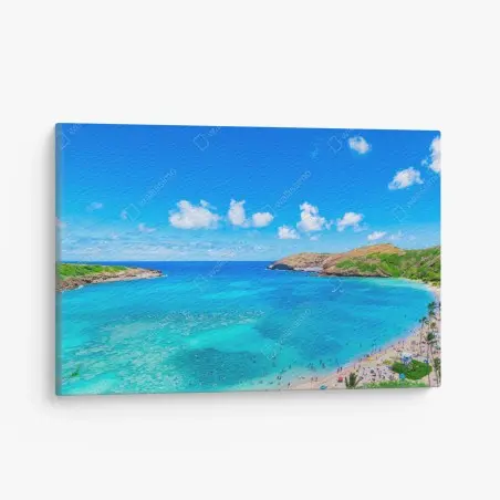 Canvas print tropical turquoise bay panorama • Wallissimo®