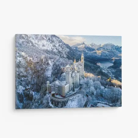 Canvas print winter castle in snowy mountains • Wallissimo®