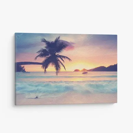Canvas print tropical pastel sunset seascape • Wallissimo®