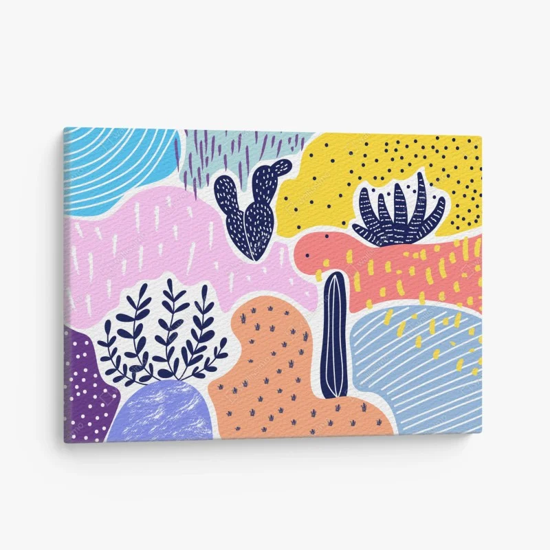 Canvas print playful abstract botanical pattern
