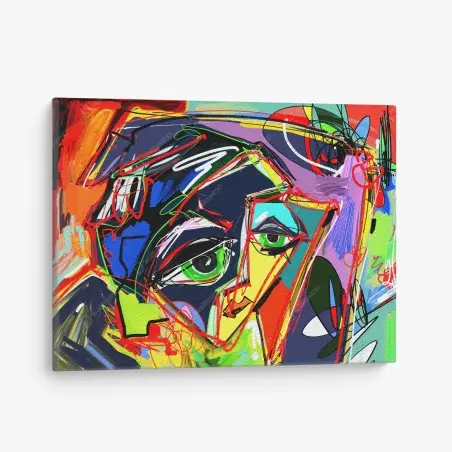Canvas print vibrant abstract face portrait • Wallissimo®