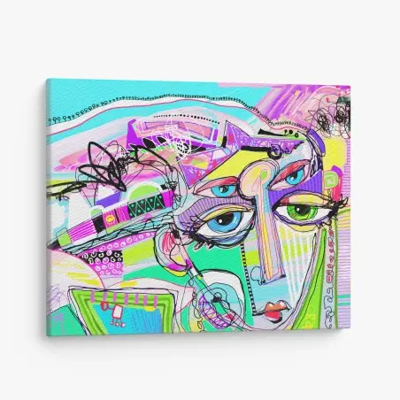 Canvas print vibrant abstract face portrait • Wallissimo®
