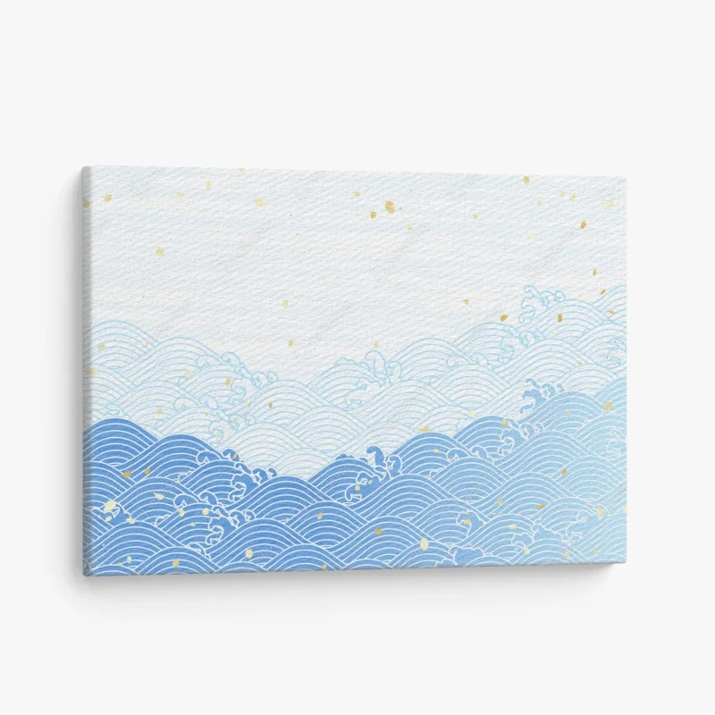 Canvas print calm blue waves with gold accents