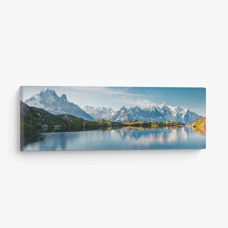 Canvas print panoramic view of Lac Blanc and Mont Blanc