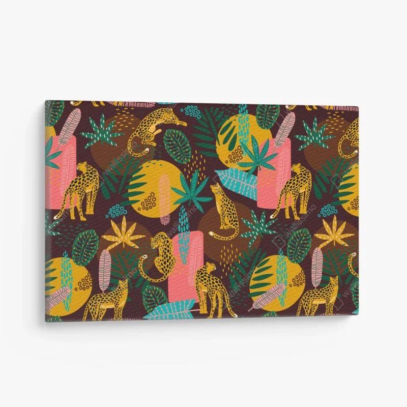 Canvas print tropical cheetah pattern with vibrant leaves