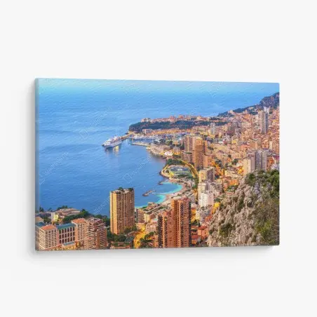 Canvas print Monaco coastal cityscape at dusk • Wallissimo®
