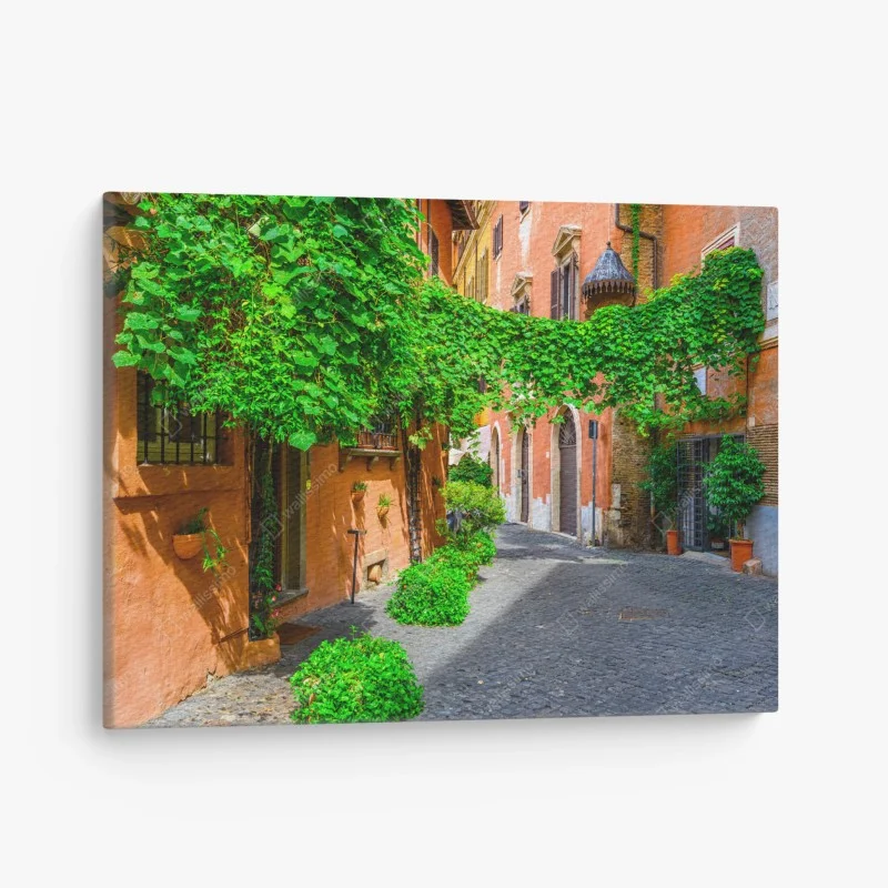 Canvas print charming alley in Trastevere, Rome