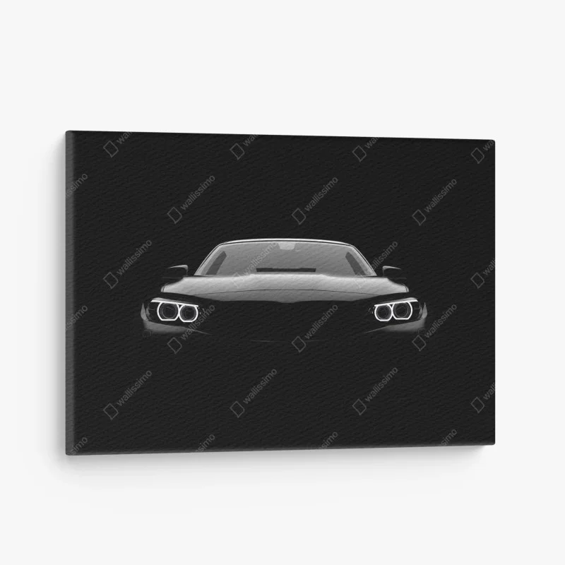 Canvas print sleek black sports car front view