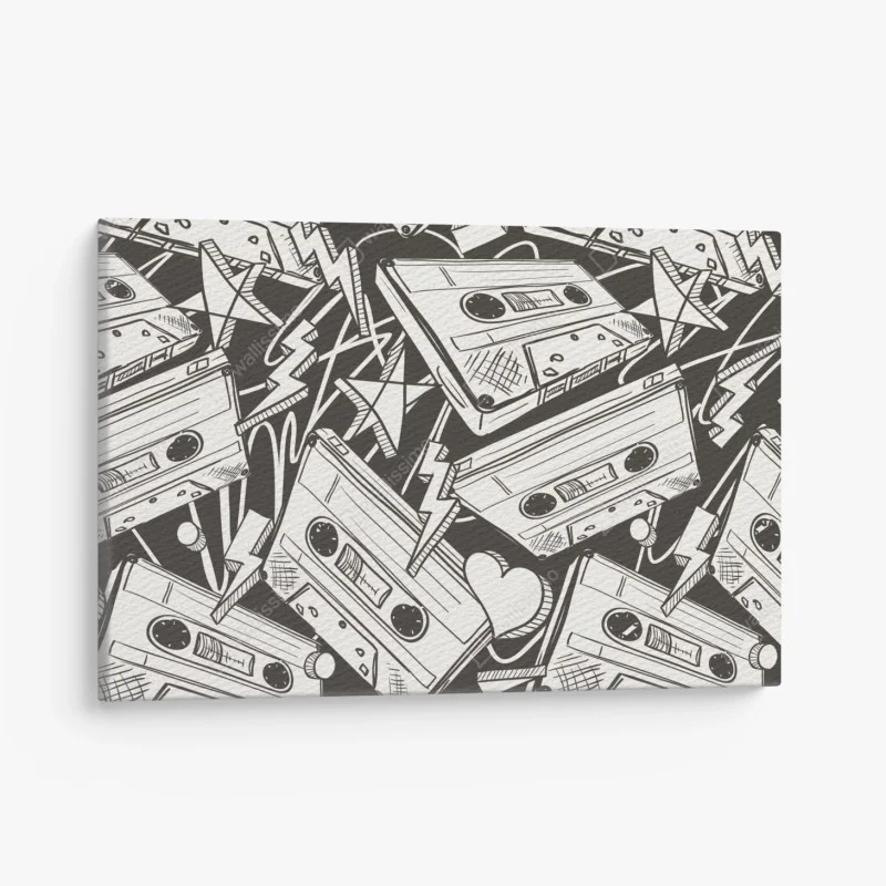 Canvas print vintage cassette tape pattern