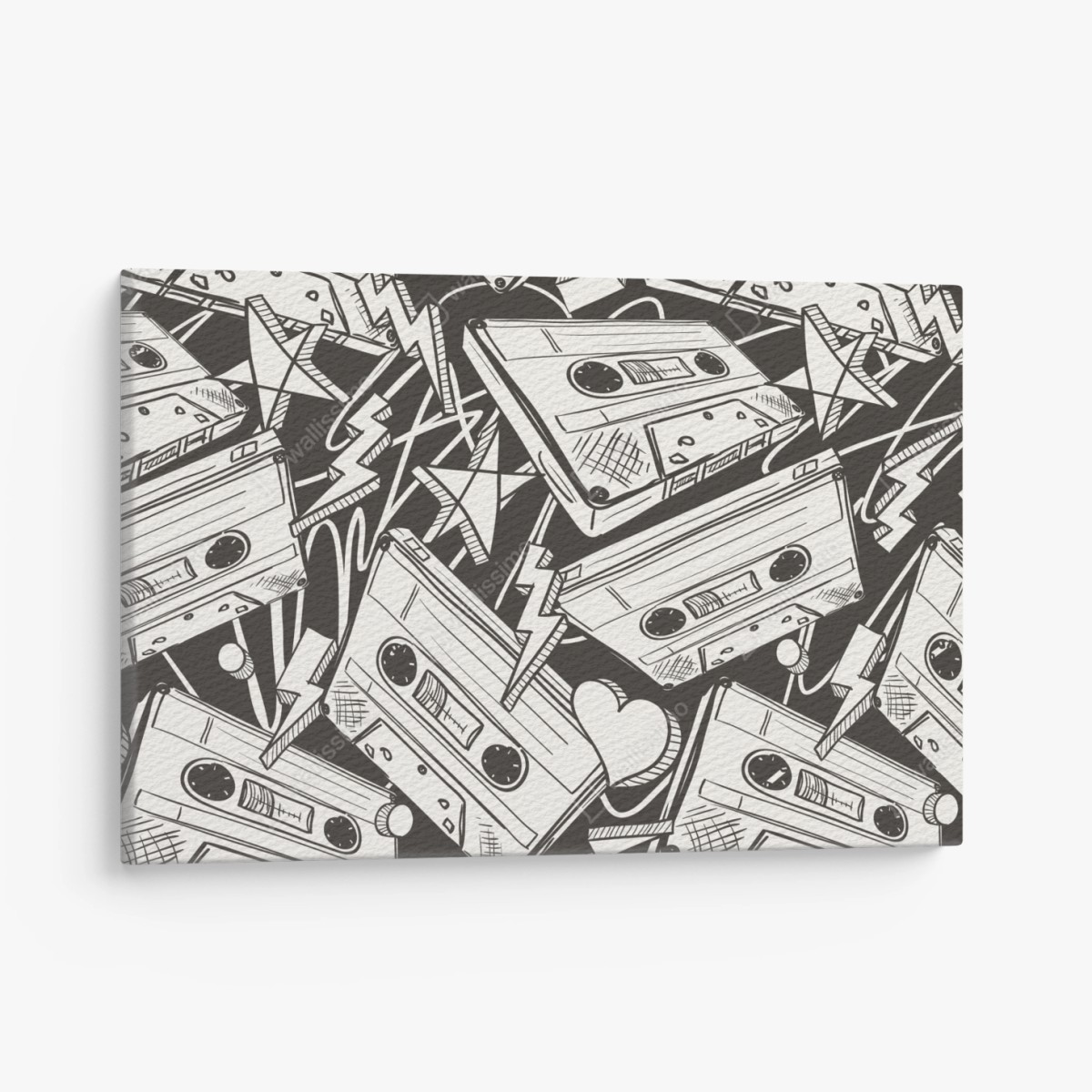 Canvas print vintage cassette tape pattern • Wallissimo®