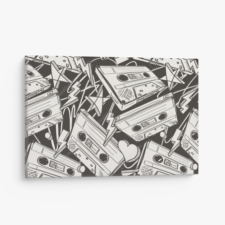 Canvas print vintage cassette tape pattern • Wallissimo®