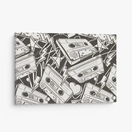Canvas print vintage cassette tape pattern • Wallissimo®
