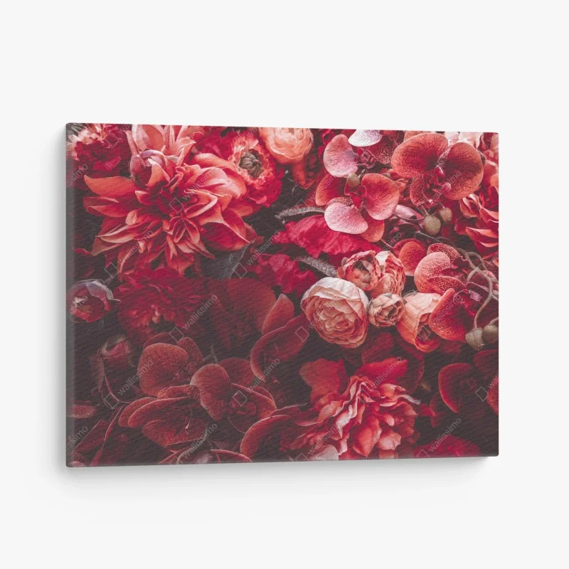 Canvas print crimson rose and orchid bouquet