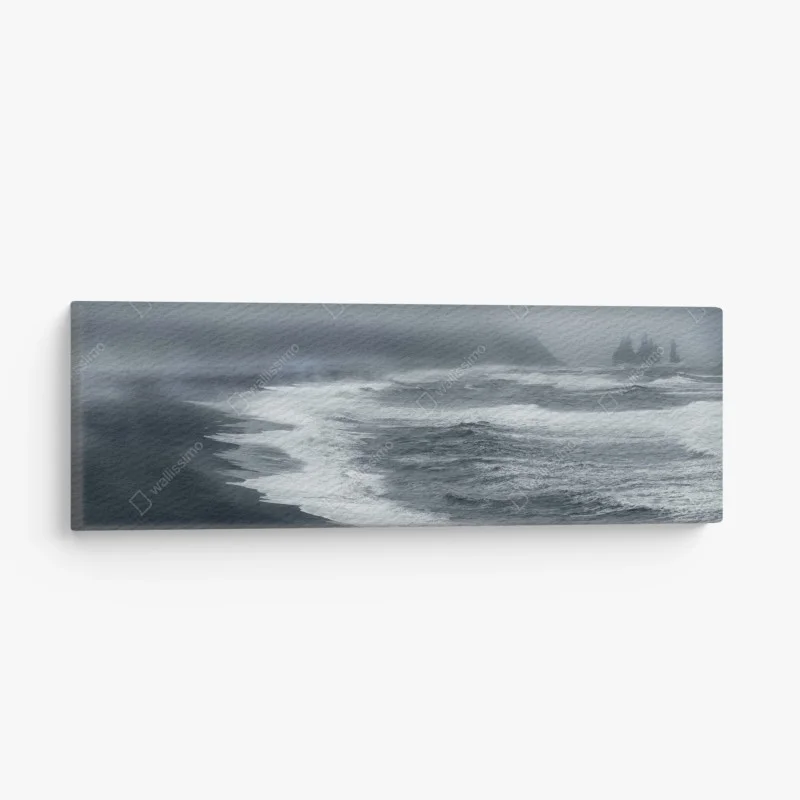 Canvas print stormy coast of Iceland panorama
